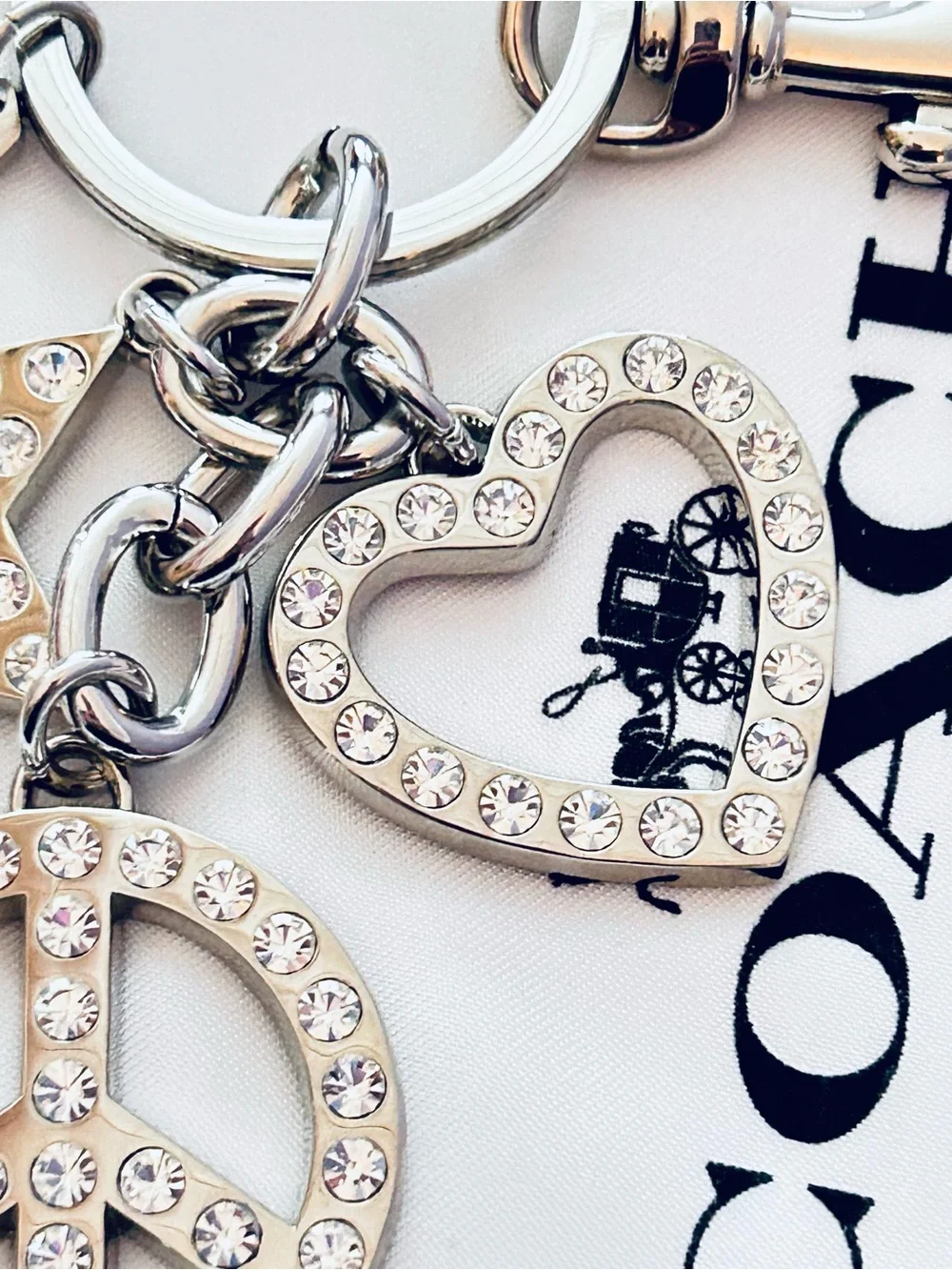 RARE Coach Y2K Swarovski Star Heart & Peace Sign Keychain/ Bag Charm